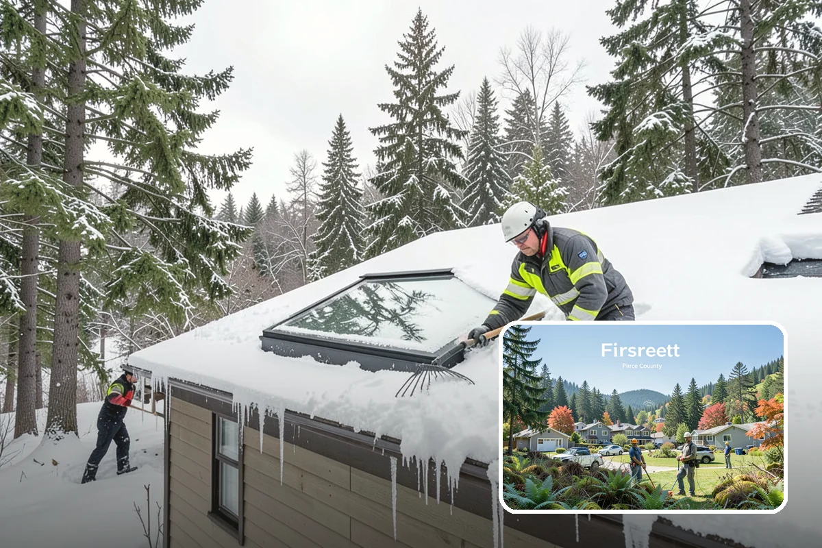 Credit Union Snow Removal in Fircrest, Pierce County, WA - Member lots and drive-up lanes cleared before hours