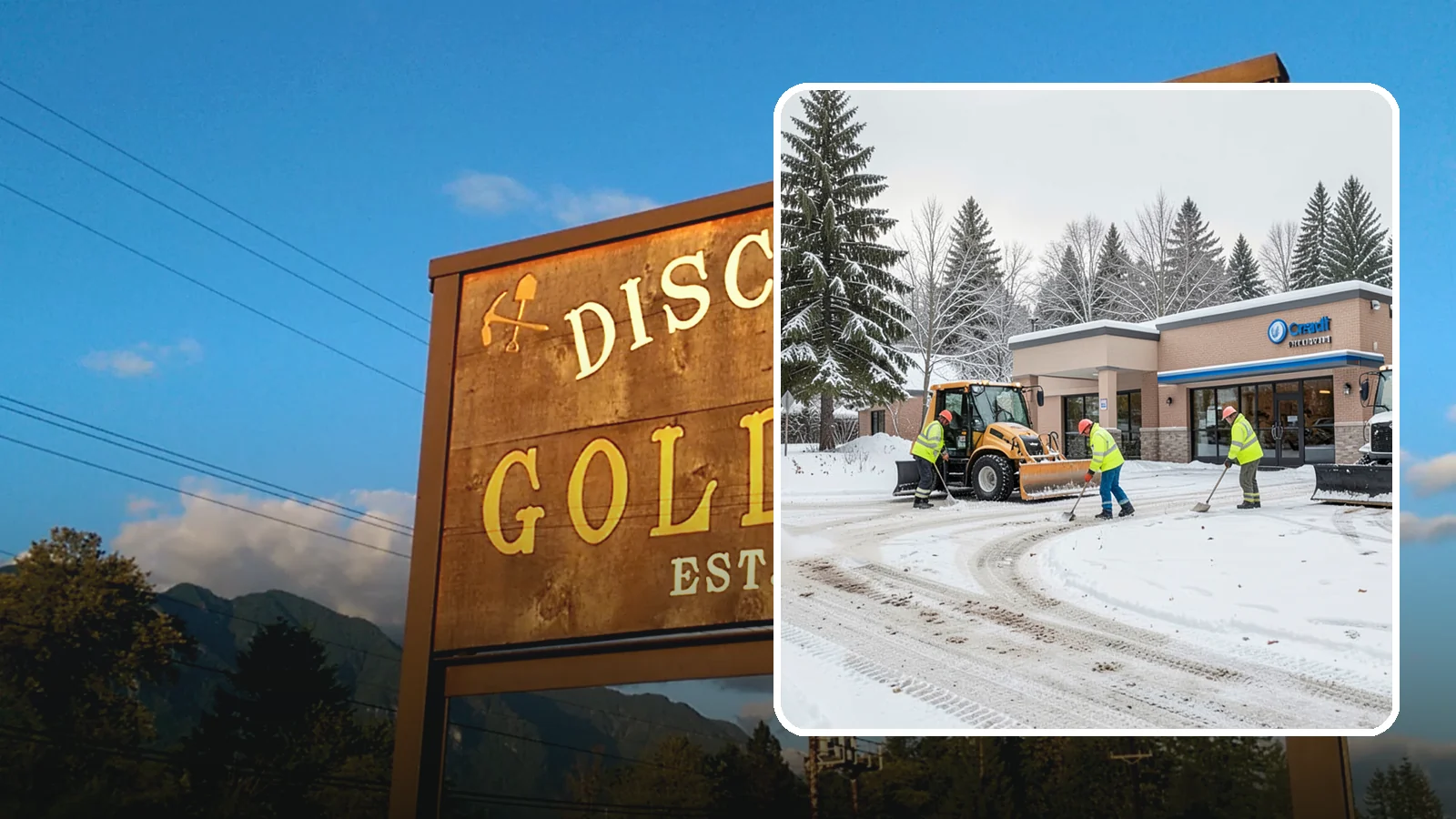Credit Union Snow Removal in Gold Bar, Snohomish County, WA - We keep your credit union's member lots, drive-up lanes, and entrances safe so serving your community never stops for the weather.