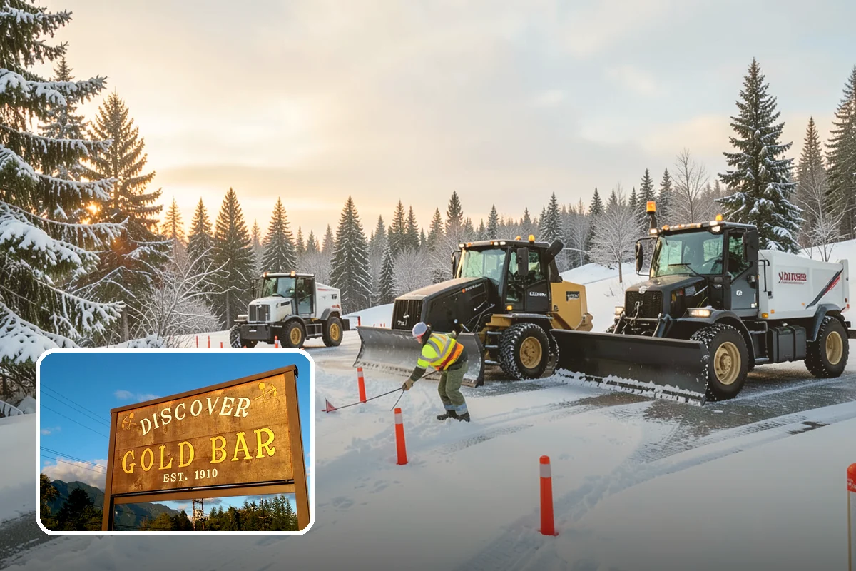 Credit Union Snow Removal in Gold Bar, Snohomish County, WA - Member lots and drive-up lanes cleared before hours