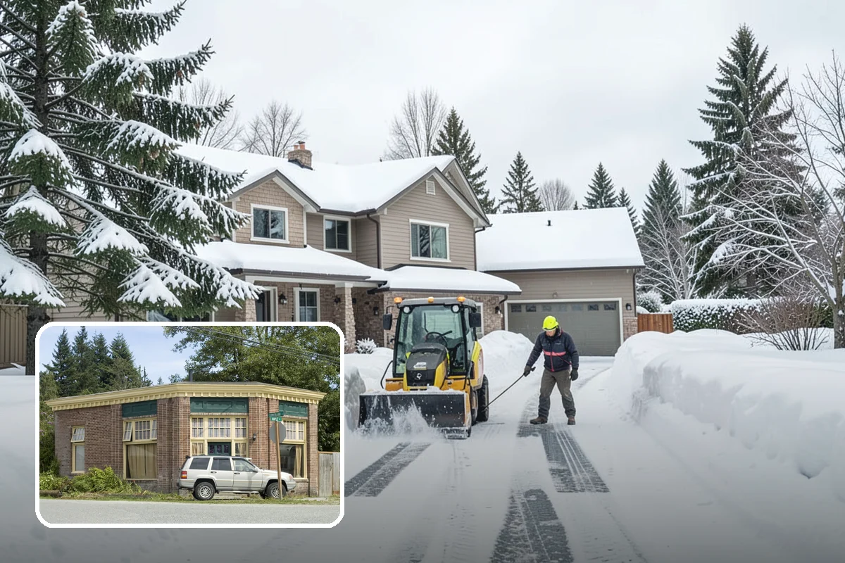 Credit Union Snow Removal in Hamilton, Skagit County, WA - Member lots and drive-up lanes cleared before hours