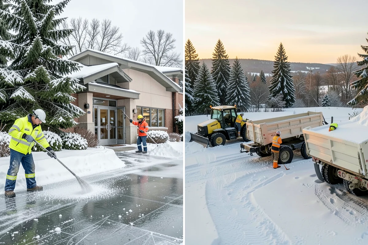 Credit Union Snow Removal in Hunts Point, King County, WA - Map member parking, drive-up lanes, and deposit access
