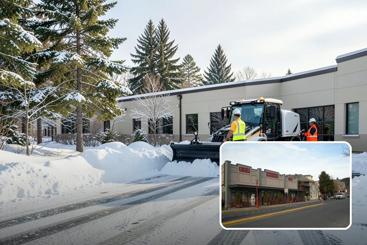 Credit Union Snow Removal in Issaquah, King County, WA - Member lots and drive-up lanes cleared before hours