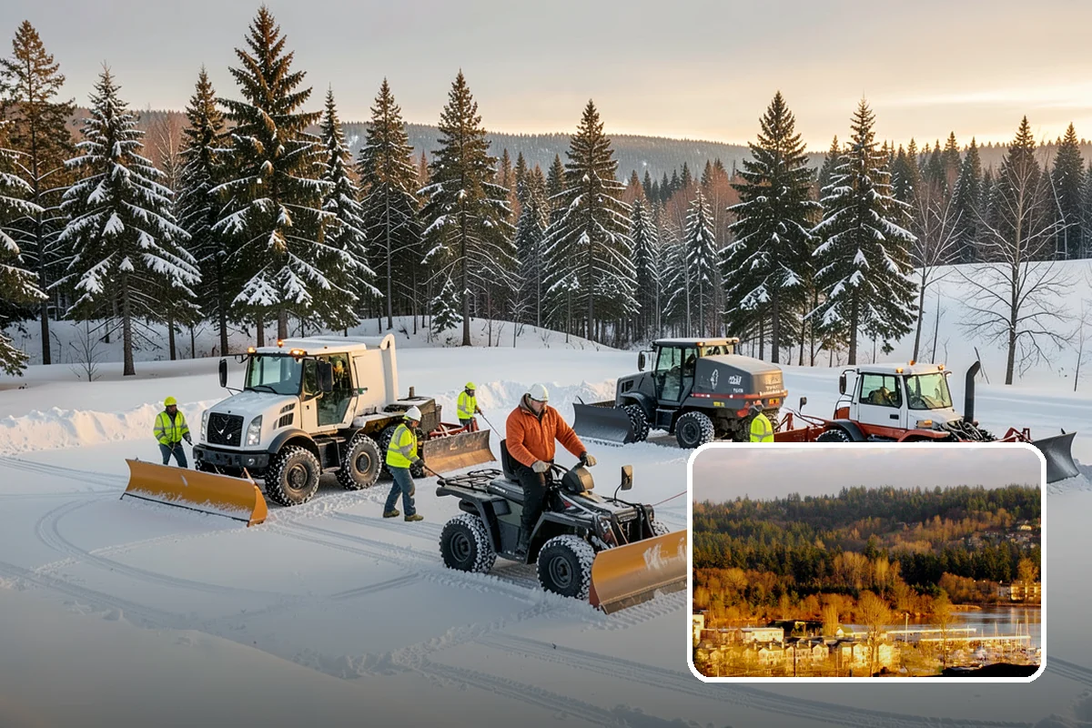 Credit Union Snow Removal in Kenmore, King County, WA - Member lots and drive-up lanes cleared before hours