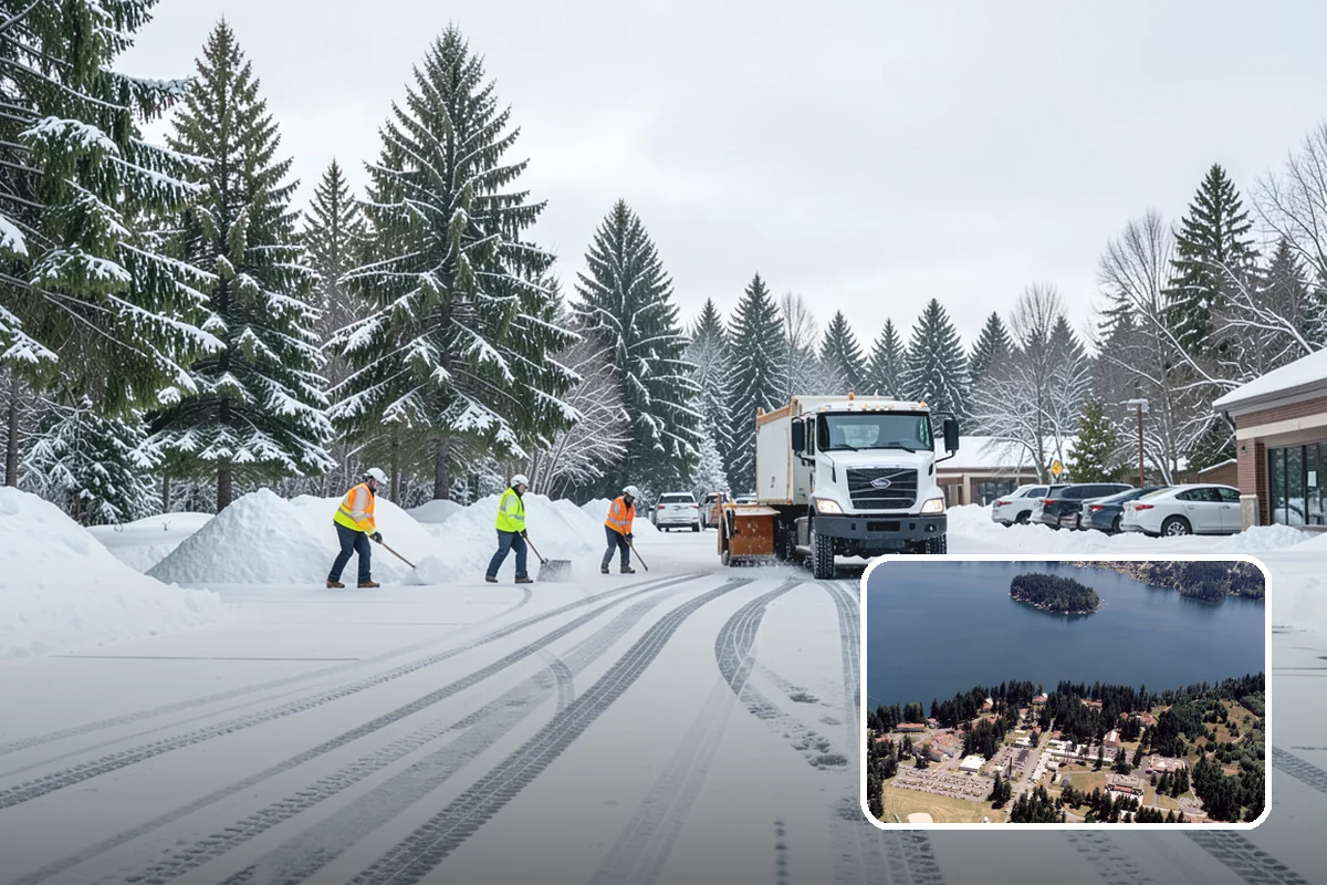 Credit Union Snow Removal in Lakewood, Pierce County, WA - Member lots and drive-up lanes cleared before hours