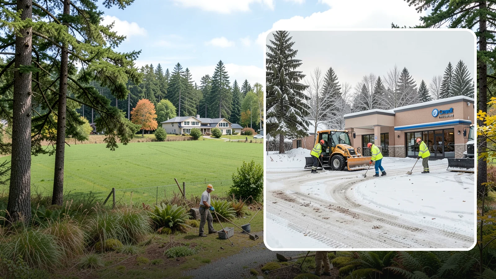 Credit Union Snow Removal in Lyman, Skagit County, WA - We keep your credit union's member lots, drive-up lanes, and entrances safe so serving your community never stops for the weather.