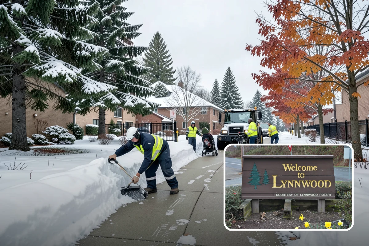 Credit Union Snow Removal in Lynnwood, Snohomish County, WA - Member lots and drive-up lanes cleared before hours