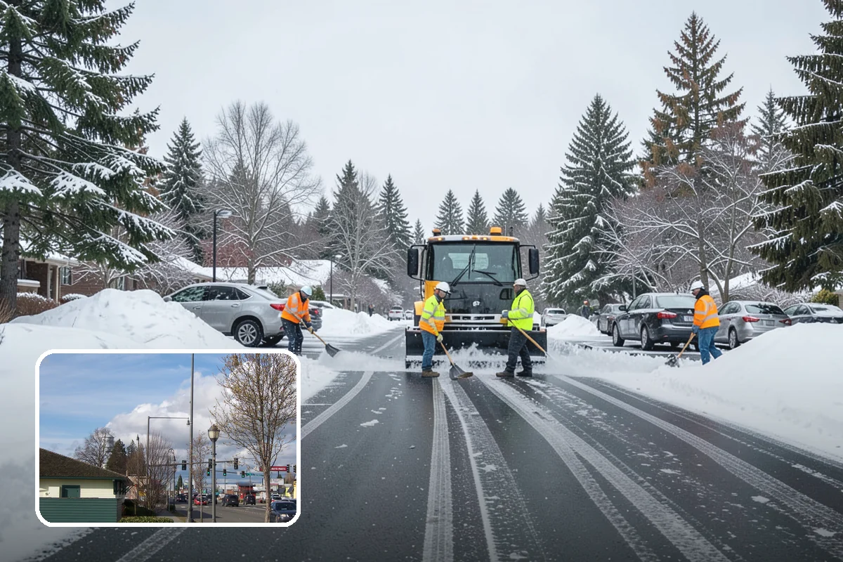 Credit Union Snow Removal in Marysville, Snohomish County, WA - Member lots and drive-up lanes cleared before hours