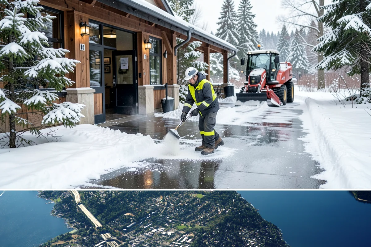 Credit Union Snow Removal in Mercer Island, King County, WA - Coverage matters most from late November through February during lowland freeze events.
