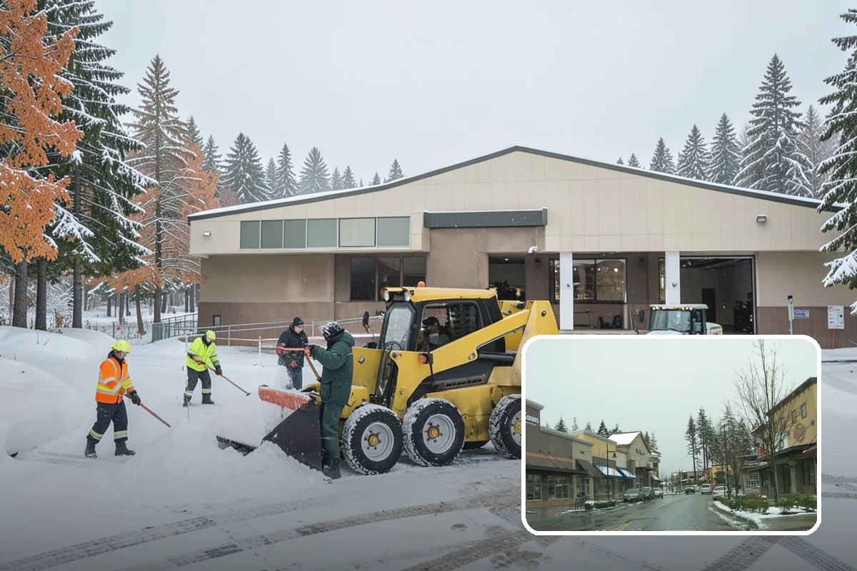 Credit Union Snow Removal in Mill Creek, Snohomish County, WA - Member lots and drive-up lanes cleared before hours