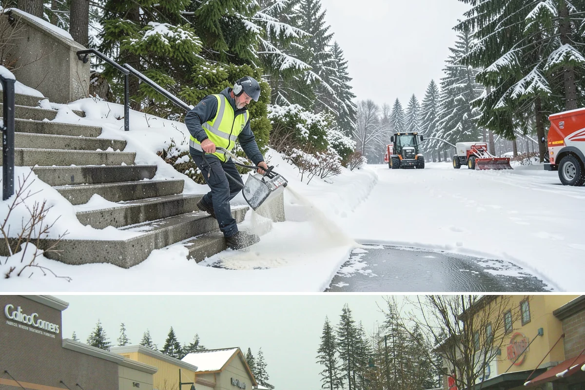 Credit Union Snow Removal in Mill Creek, Snohomish County, WA - Coverage matters most from late November through February during lowland freeze events.