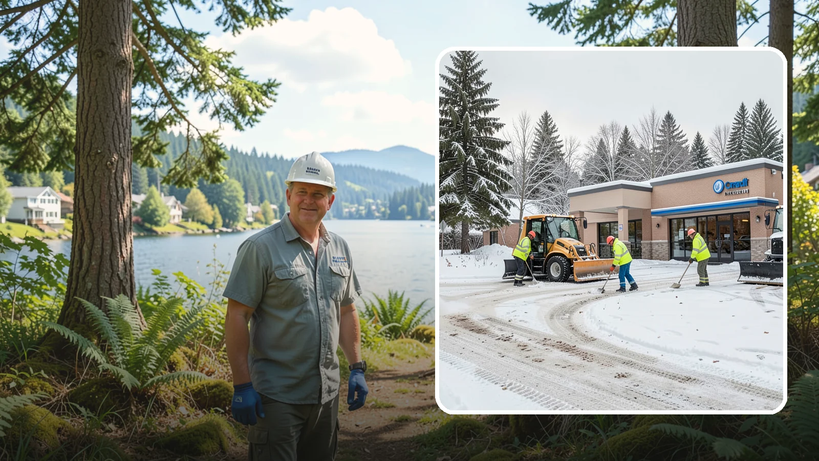 Credit Union Snow Removal in Milton, King County, WA - We keep your credit union's member lots, drive-up lanes, and entrances safe so serving your community never stops for the weather.