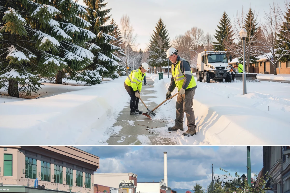 Credit Union Snow Removal in Monroe, Snohomish County, WA - Coverage matters most from late November through February during lowland freeze events.