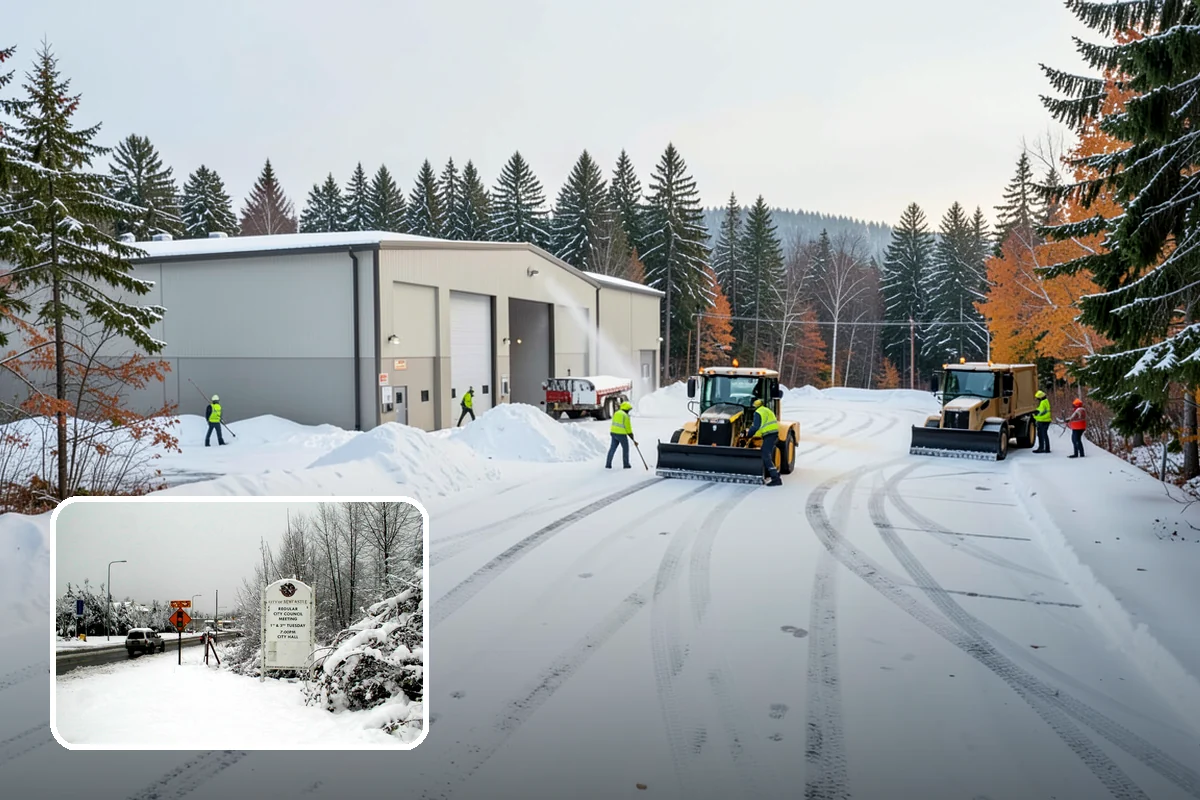 Credit Union Snow Removal in Newcastle, King County, WA - Member lots and drive-up lanes cleared before hours