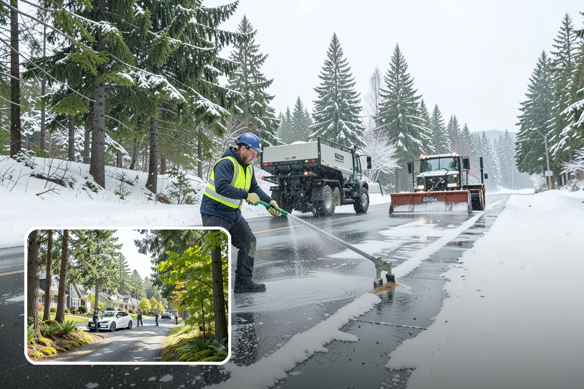 Credit Union Snow Removal in Normandy Park, King County, WA - Member lots and drive-up lanes cleared before hours