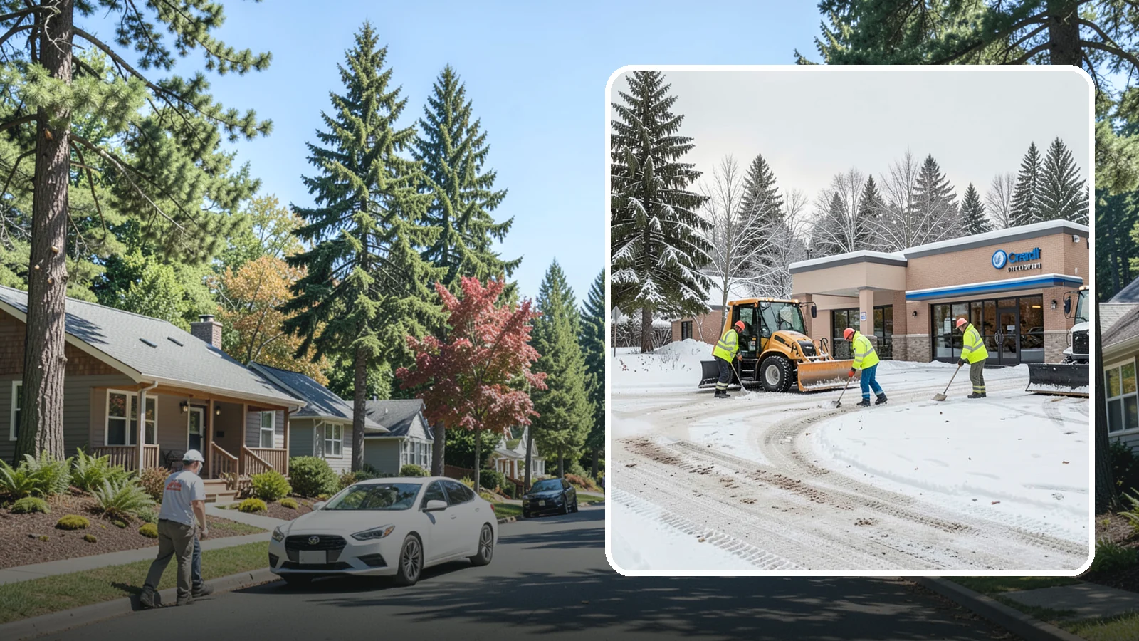 Credit Union Snow Removal in Orting, Pierce County, WA - We keep your credit union's member lots, drive-up lanes, and entrances safe so serving your community never stops for the weather.
