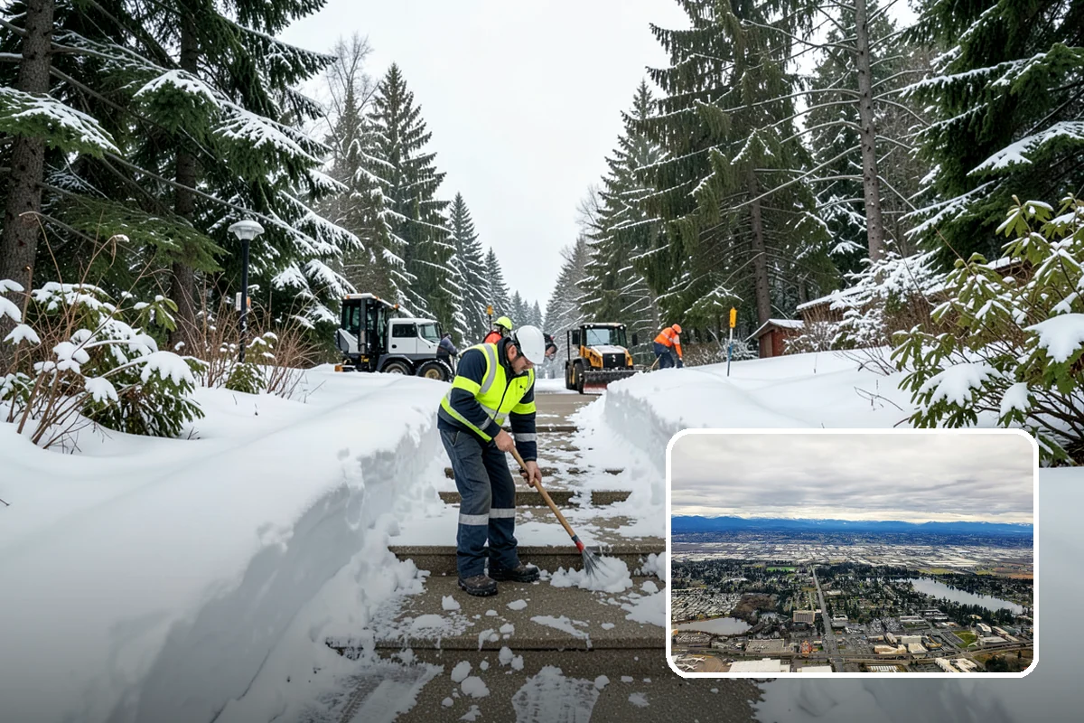 Credit Union Snow Removal in SeaTac, King County, WA - Member lots and drive-up lanes cleared before hours