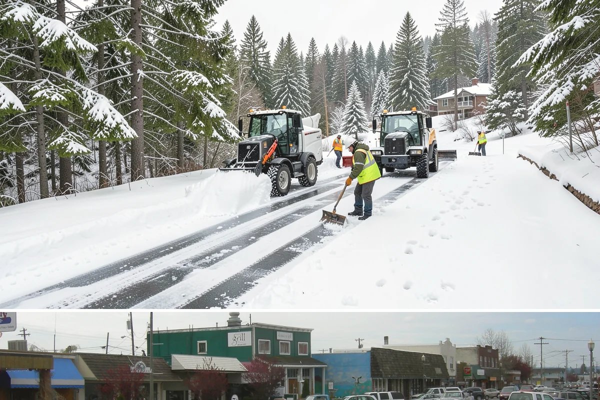 Credit Union Snow Removal in Stanwood, Snohomish County, WA - Coverage matters most from late November through February during lowland freeze events.