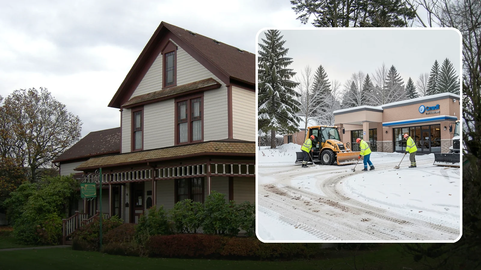 Credit Union Snow Removal in Sumner, Pierce County, WA - We keep your credit union's member lots, drive-up lanes, and entrances safe so serving your community never stops for the weather.