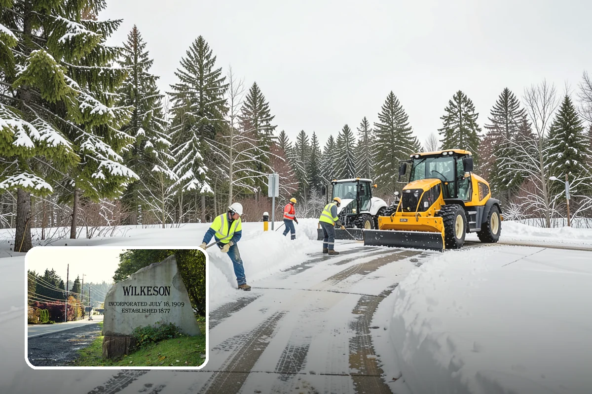 Credit Union Snow Removal in Wilkeson, Pierce County, WA - Member lots and drive-up lanes cleared before hours