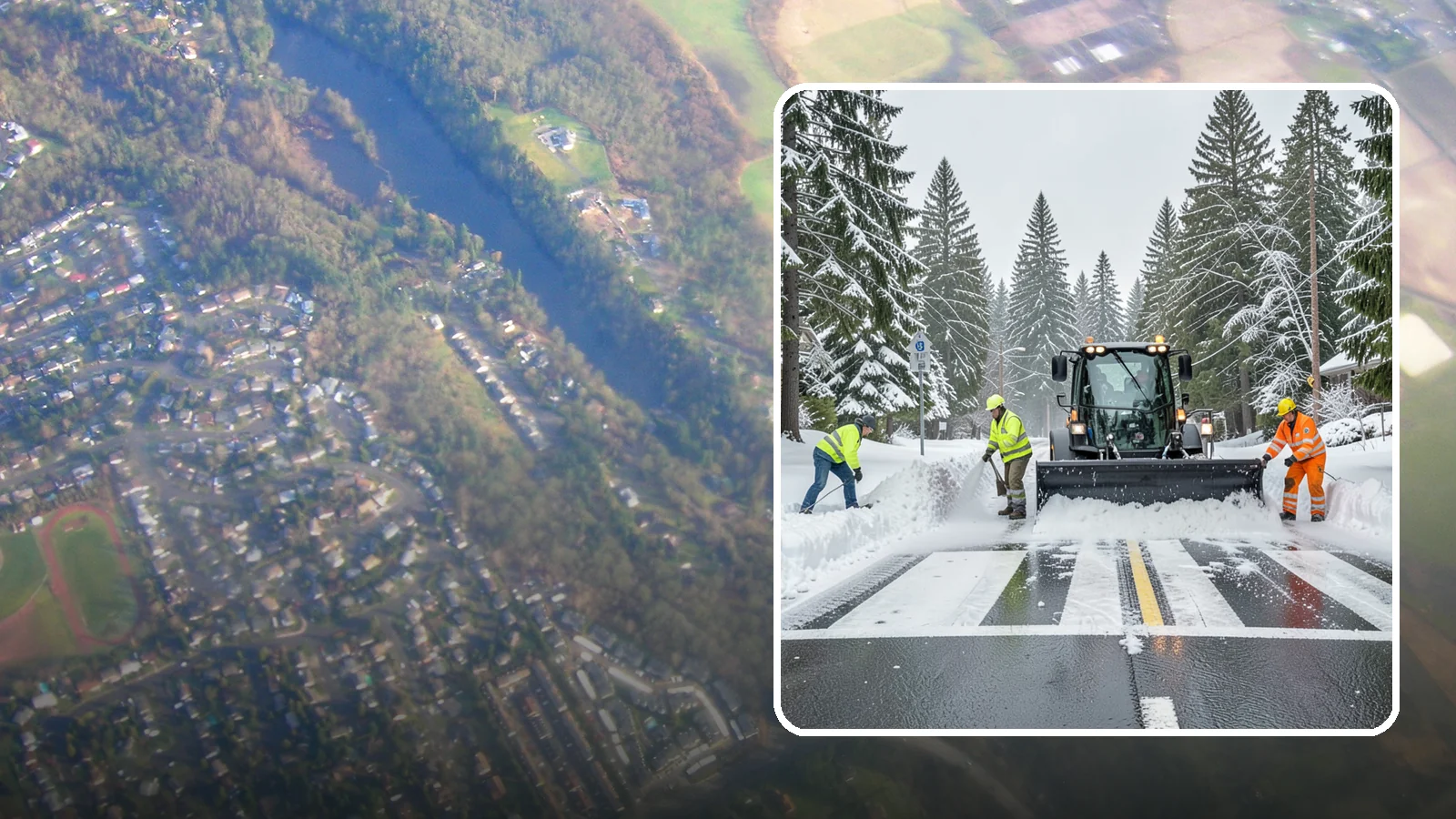 Crosswalk Clearing in Algona, King County, WA - Clearing of crosswalks and pedestrian crossings so foot traffic can cross safely where plow berms tend to pile up.