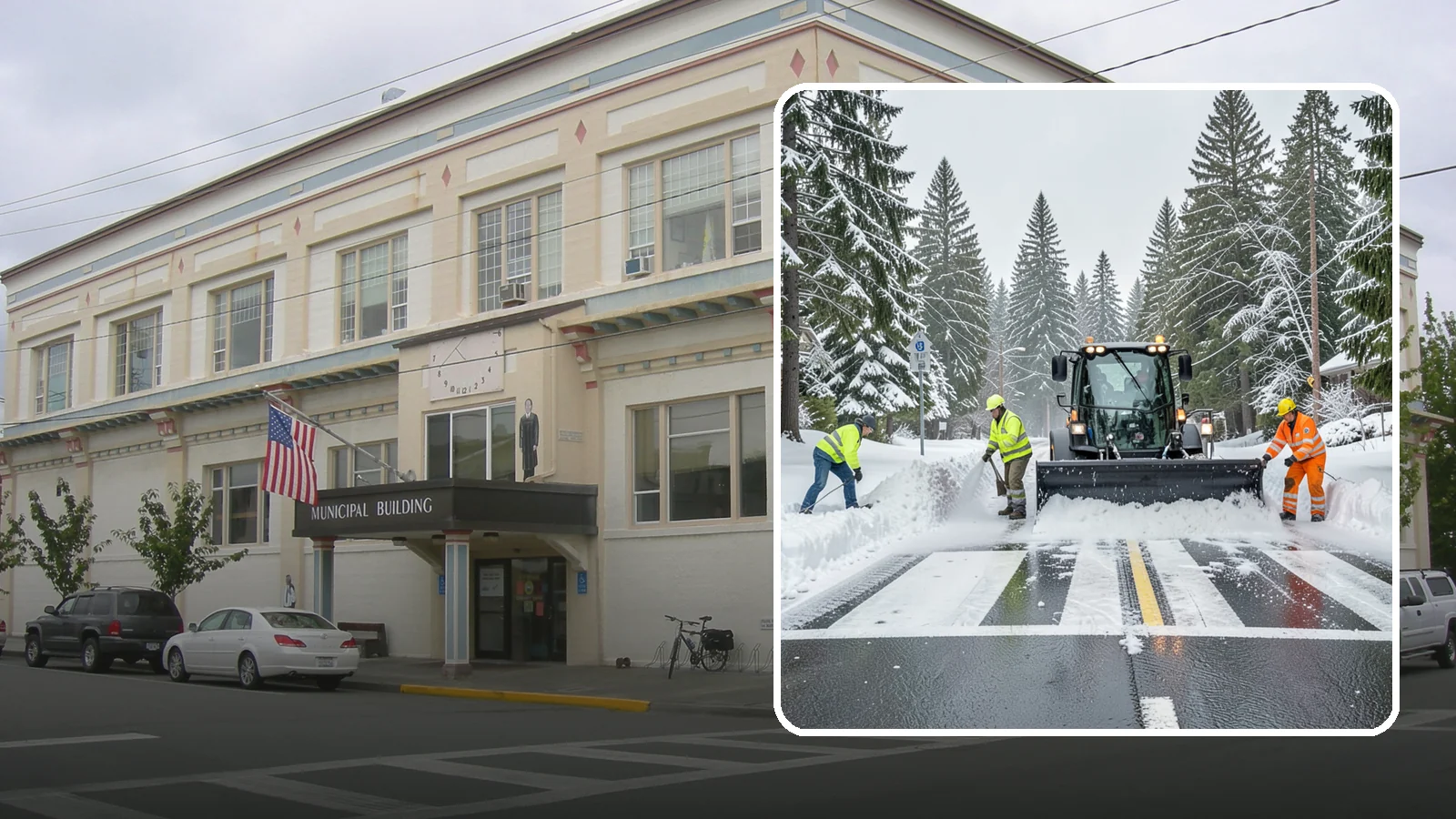Crosswalk Clearing in Anacortes, Skagit County, WA - Clearing of crosswalks and pedestrian crossings so foot traffic can cross safely where plow berms tend to pile up.