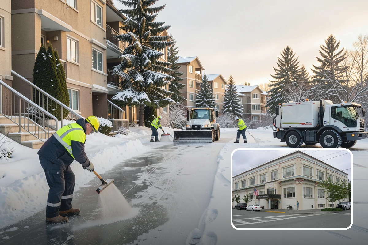 Crosswalk Clearing in Anacortes, Skagit County, WA - Removes both fallen snow and the plow berm at the curbs