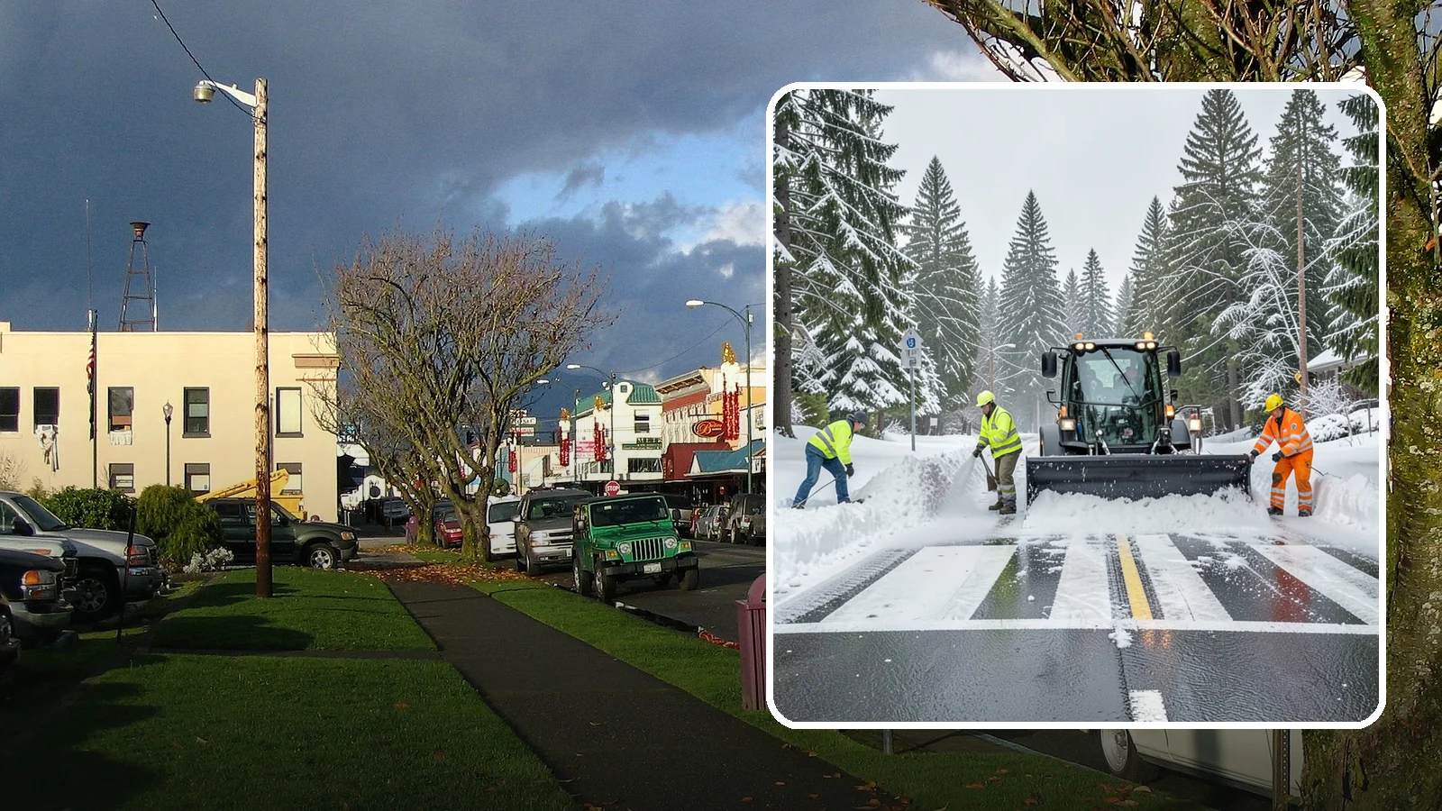 Crosswalk Clearing in Arlington, Snohomish County, WA - Clearing of crosswalks and pedestrian crossings so foot traffic can cross safely where plow berms tend to pile up.
