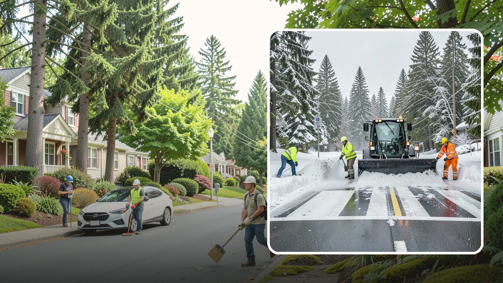 Crosswalk Clearing in Beaux Arts Village, King County, WA - Clearing of crosswalks and pedestrian crossings so foot traffic can cross safely where plow berms tend to pile up.