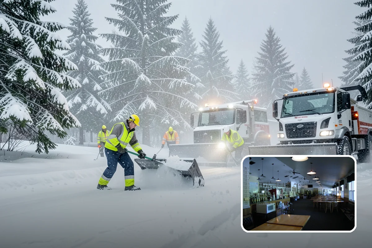 Crosswalk Clearing in Black Diamond, King County, WA - Removes both fallen snow and the plow berm at the curbs