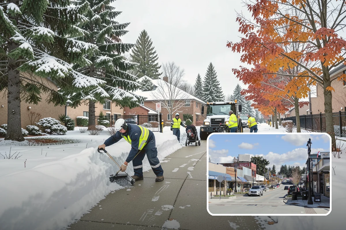Crosswalk Clearing in Bothell, King County, WA - Removes both fallen snow and the plow berm at the curbs