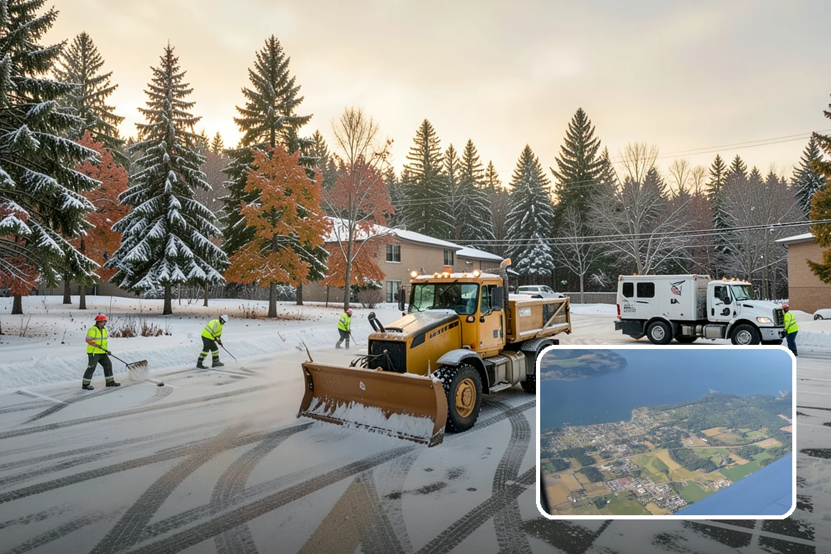 Crosswalk Clearing in Coupeville, Island County, WA - Removes both fallen snow and the plow berm at the curbs