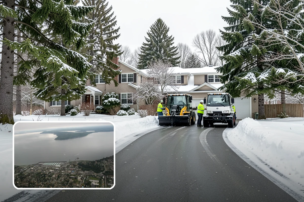 Crosswalk Clearing in Des Moines, King County, WA - Removes both fallen snow and the plow berm at the curbs