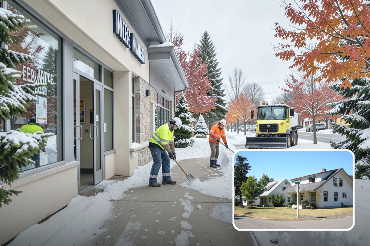 Crosswalk Clearing in DuPont, Pierce County, WA - Removes both fallen snow and the plow berm at the curbs