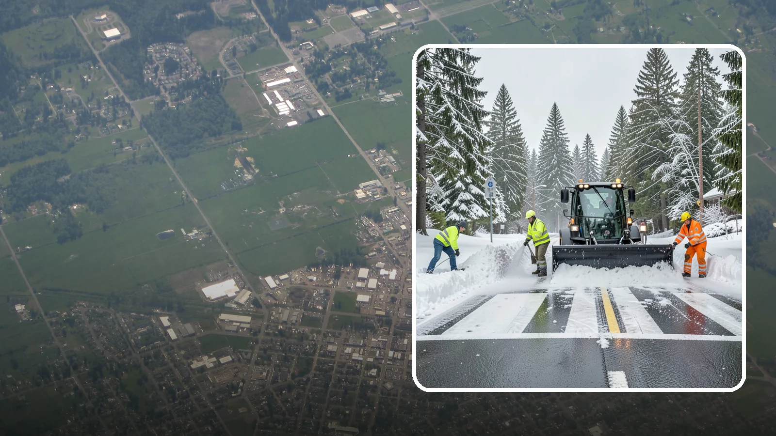 Crosswalk Clearing in Enumclaw, King County, WA - Clearing of crosswalks and pedestrian crossings so foot traffic can cross safely where plow berms tend to pile up.