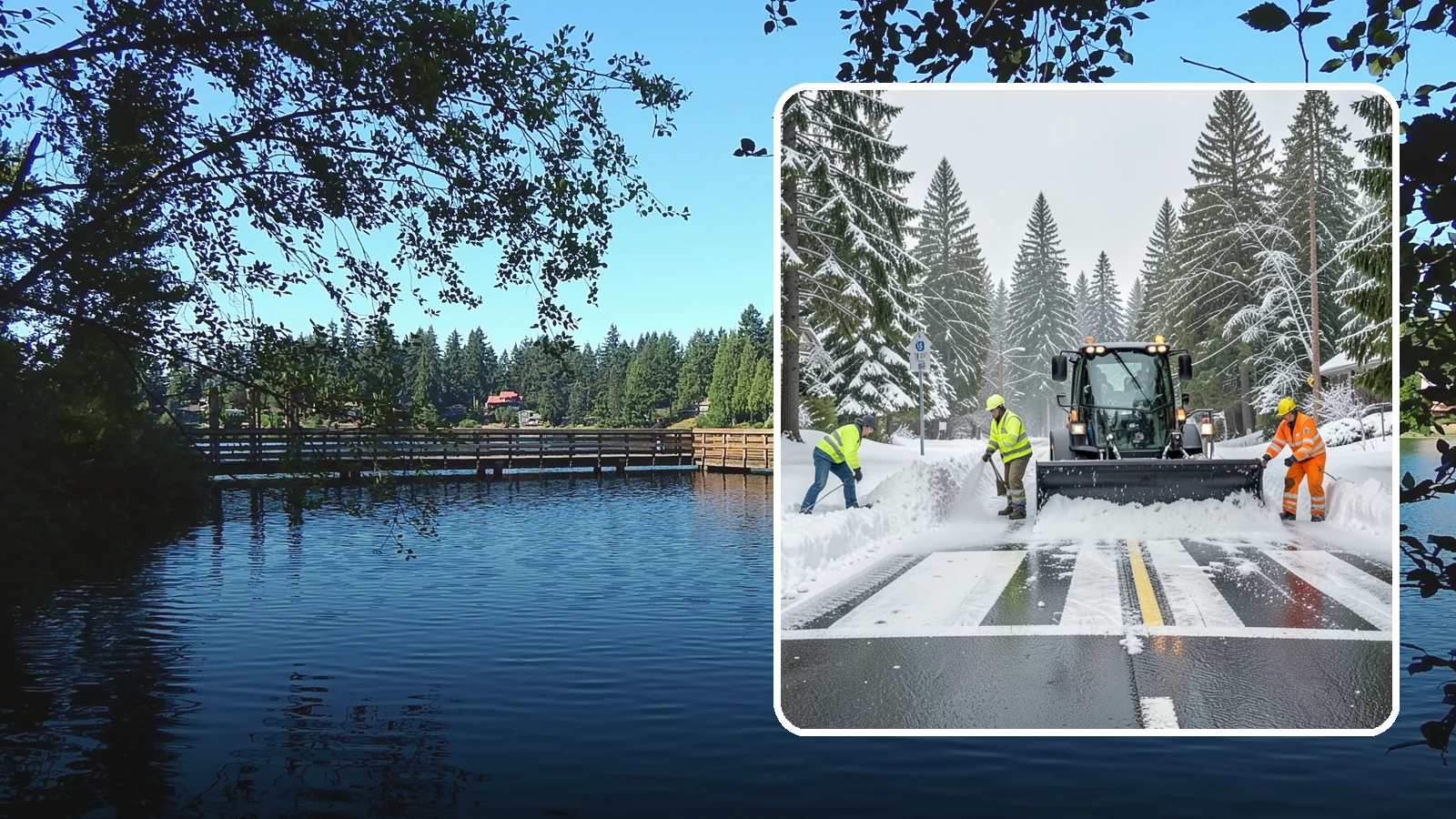 Crosswalk Clearing in Federal Way, King County, WA - Clearing of crosswalks and pedestrian crossings so foot traffic can cross safely where plow berms tend to pile up.