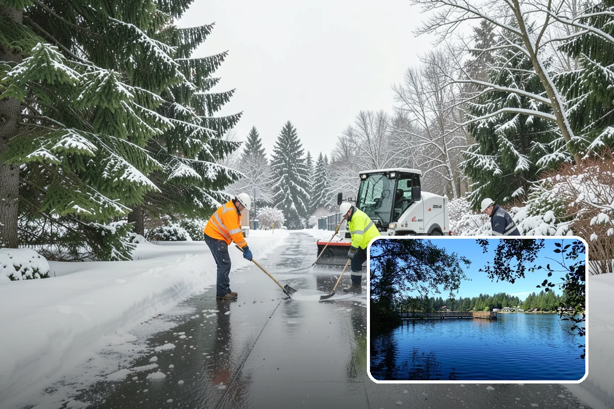 Crosswalk Clearing in Federal Way, King County, WA - Removes both fallen snow and the plow berm at the curbs