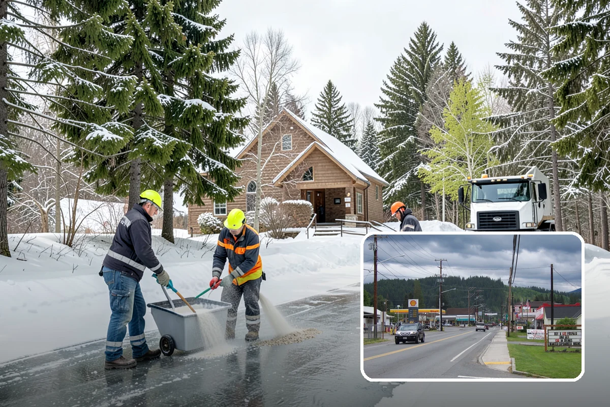Crosswalk Clearing in Granite Falls, Snohomish County, WA - Removes both fallen snow and the plow berm at the curbs