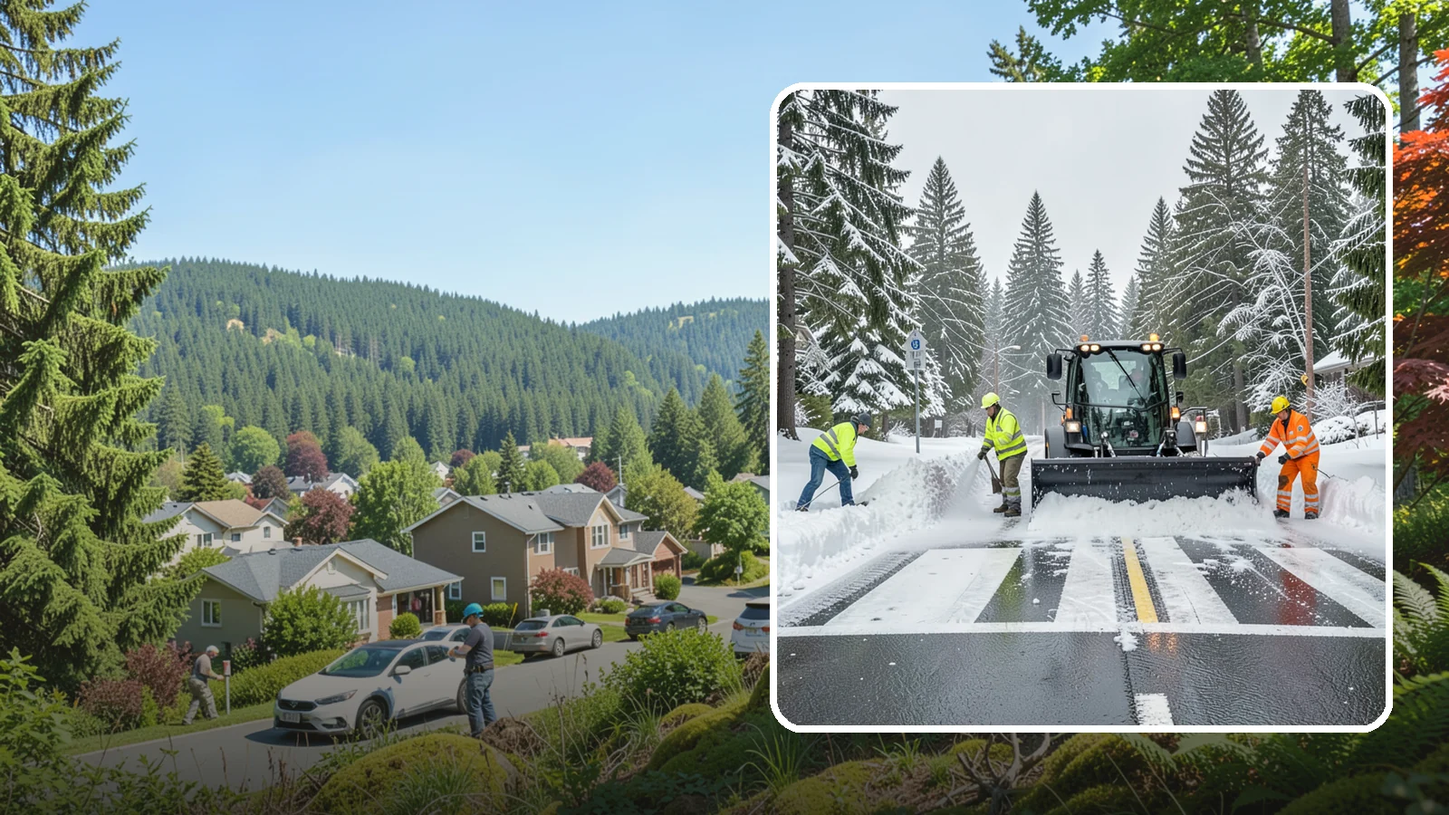 Crosswalk Clearing in Index, Snohomish County, WA - Clearing of crosswalks and pedestrian crossings so foot traffic can cross safely where plow berms tend to pile up.