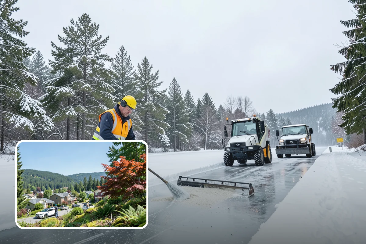 Crosswalk Clearing in Index, Snohomish County, WA - Removes both fallen snow and the plow berm at the curbs