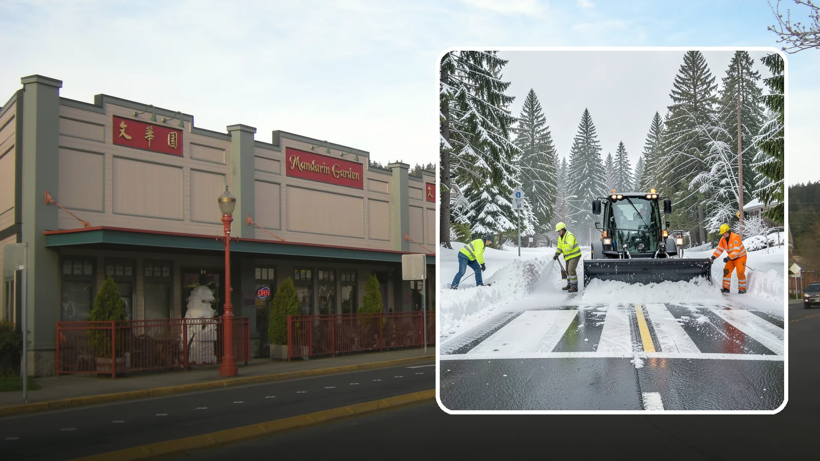 Crosswalk Clearing in Issaquah, King County, WA - Clearing of crosswalks and pedestrian crossings so foot traffic can cross safely where plow berms tend to pile up.