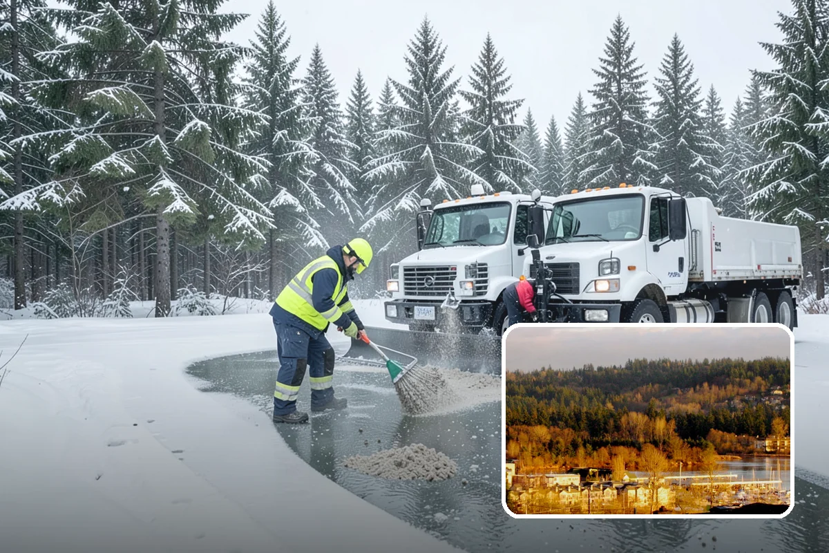 Crosswalk Clearing in Kenmore, King County, WA - Removes both fallen snow and the plow berm at the curbs
