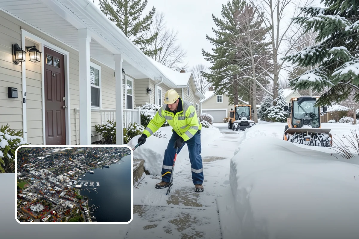 Crosswalk Clearing in Kirkland, King County, WA - Removes both fallen snow and the plow berm at the curbs
