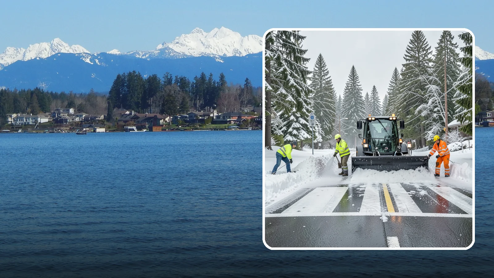 Crosswalk Clearing in Lake Stevens, Snohomish County, WA - Clearing of crosswalks and pedestrian crossings so foot traffic can cross safely where plow berms tend to pile up.