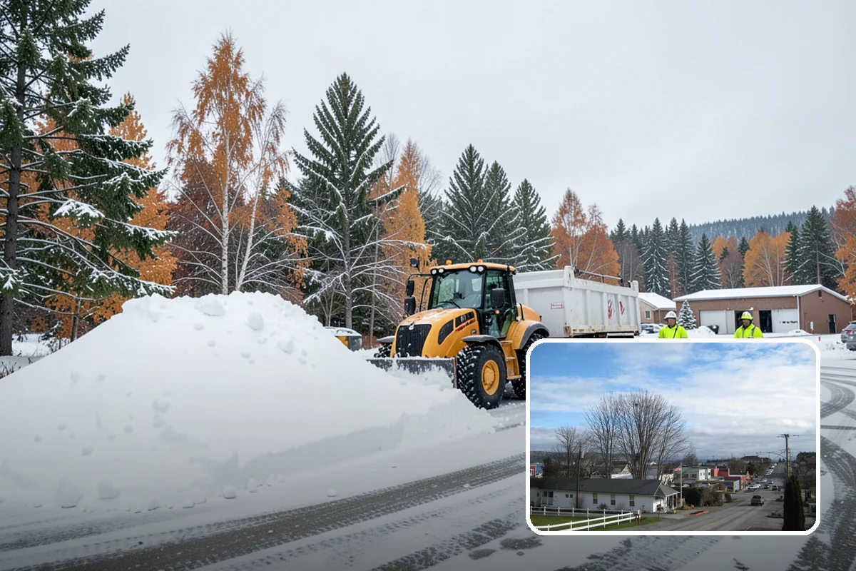 Crosswalk Clearing in Langley, Island County, WA - Removes both fallen snow and the plow berm at the curbs