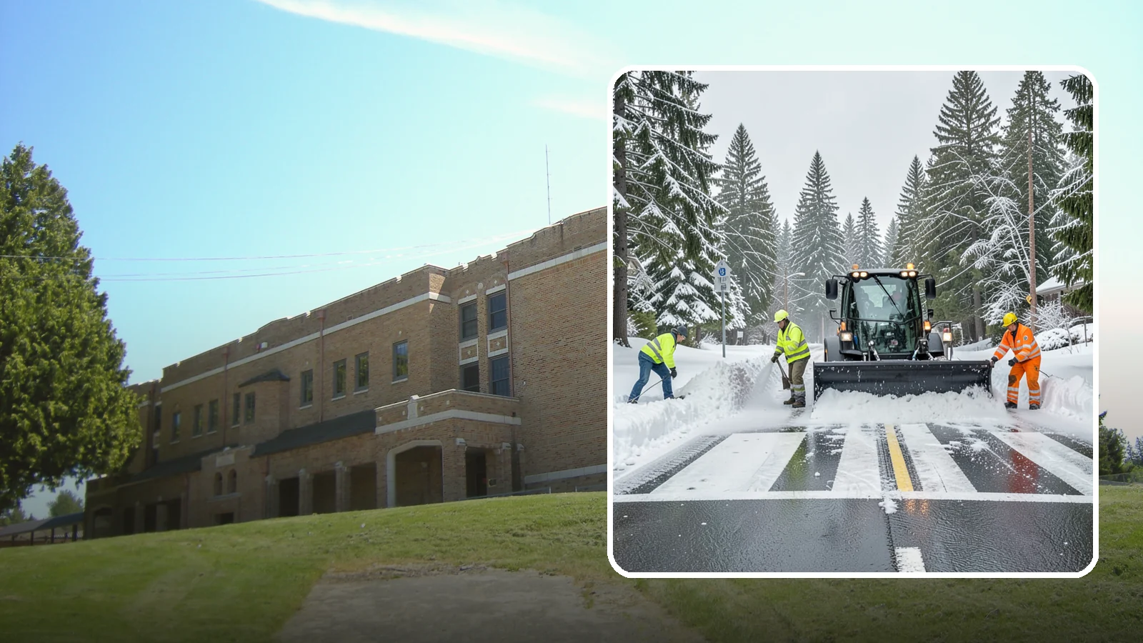 Crosswalk Clearing in Maple Valley, King County, WA - Clearing of crosswalks and pedestrian crossings so foot traffic can cross safely where plow berms tend to pile up.
