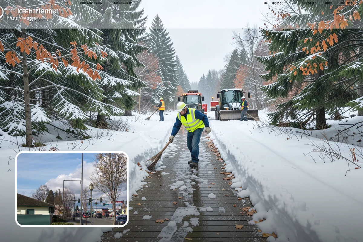Crosswalk Clearing in Marysville, Snohomish County, WA - Removes both fallen snow and the plow berm at the curbs