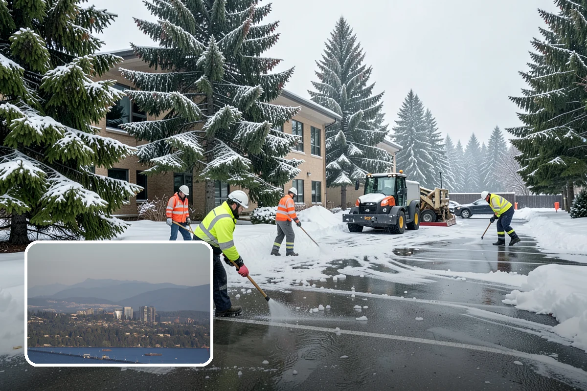 Crosswalk Clearing in Medina, King County, WA - Removes both fallen snow and the plow berm at the curbs