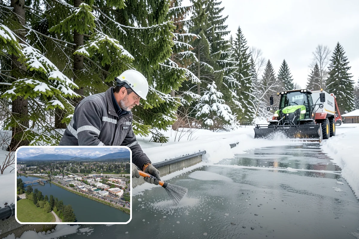 Crosswalk Clearing in Mount Vernon, Skagit County, WA - Removes both fallen snow and the plow berm at the curbs