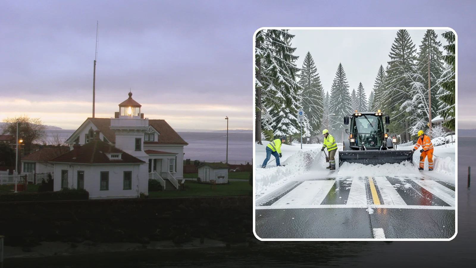 Crosswalk Clearing in Mukilteo, Snohomish County, WA - Clearing of crosswalks and pedestrian crossings so foot traffic can cross safely where plow berms tend to pile up.