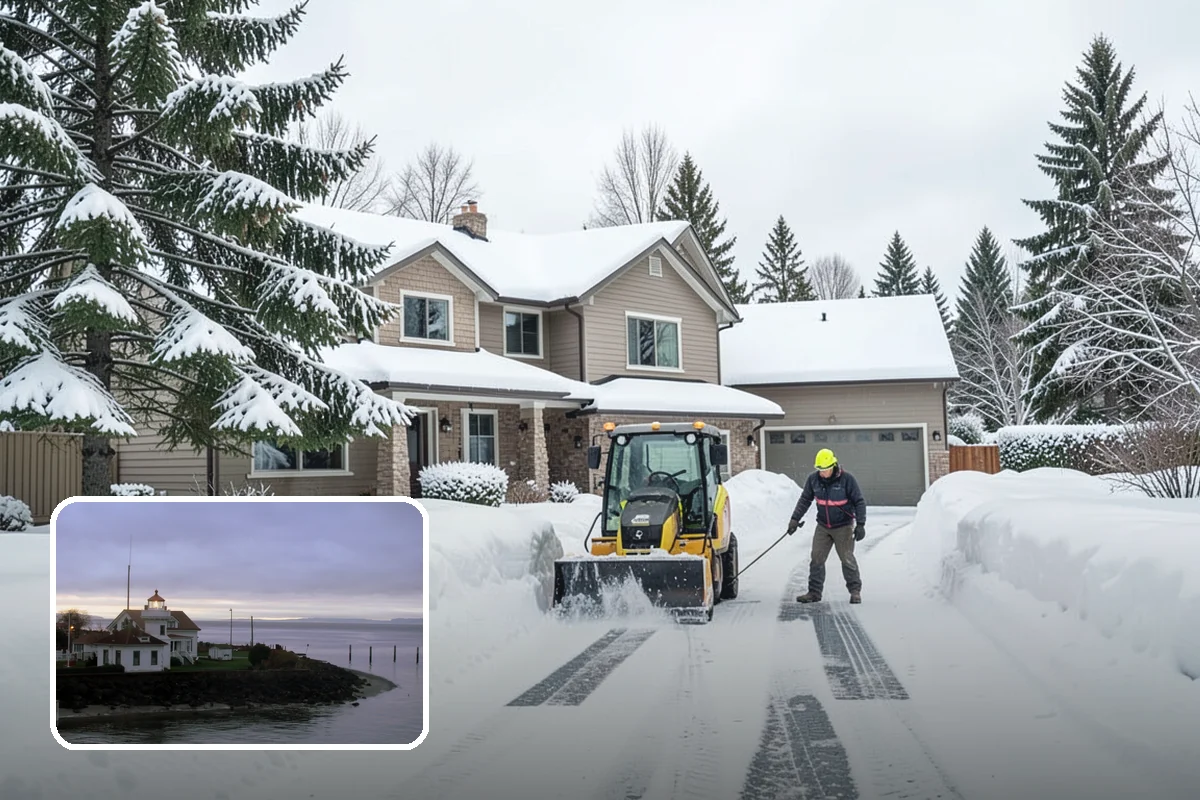 Crosswalk Clearing in Mukilteo, Snohomish County, WA - Removes both fallen snow and the plow berm at the curbs